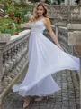 A-line/Princess Chiffon V-neck Sleeveless Floor-Length Wedding Dress