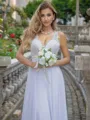 A-line/Princess Chiffon V-neck Sleeveless Floor-Length Wedding Dress