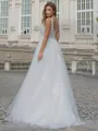 A-line/Princess Tulle V-neck Sleeveless Sweep Train Wedding Dress