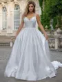 Ball-Gown Lace V-neck Sleeveless Sweep Train Wedding Dress