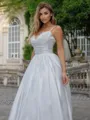 Ball-Gown Lace V-neck Sleeveless Sweep Train Wedding Dress