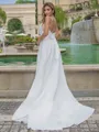 A-line/Princess Satin V-neck Sleeveless Sweep Train Wedding Dress