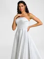 A-line Straight Pleated Chapel Train Satin Wedding Dress