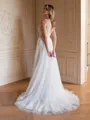 A-Line/Princess Tulle Applique V-neck Sleeveless Sweep/Brush Train Wedding Dresses