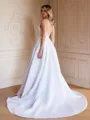 A-Line/Princess Satin Ruffles V-neck Sleeveless Court Train Wedding Dresses