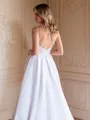 A-Line/Princess Satin Ruffles V-neck Sleeveless Court Train Wedding Dresses