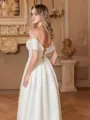 A-Line/Princess Satin Ruched Off-the-Shoulder Sleeveless Chapel Train Wedding Dresses