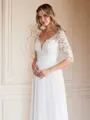 A-Line/Princess Chiffon Lace V-neck 1/2 Sleeves Floor-Length Wedding Dresses