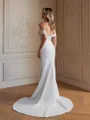 Sheath/Column Stretch Crepe Lace Off-the-Shoulder Sleeveless Court Train Wedding Dresses