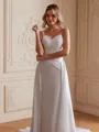 Sheath/Column Charmeuse Ruched V-neck Sleeveless Court Train Wedding Dresses