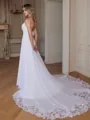 A-Line/Princess Chiffon Lace Spaghetti Straps Sleeveless Chapel Train Wedding Dresses