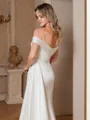 Sheath/Column Charmeuse Ruched Off-the-Shoulder Sleeveless Court Train Wedding Dresses