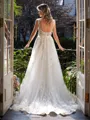 A-Line/Princess Tulle Applique Straps Sleeveless Court Train Wedding Dresses