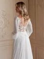 A-Line/Princess Chiffon Applique Scoop Long Sleeves Chapel Train Wedding Dresses
