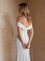 Sheath/Column Stretch Crepe Ruched Off-the-Shoulder Sleeveless Sweep/Brush Train Wedding Dresses