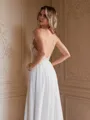 A-Line/Princess Chiffon Lace V-neck Sleeveless Sweep/Brush Train Wedding Dresses