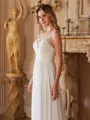 A-Line/Princess Chiffon Lace Scoop Sleeveless Sweep/Brush Train Wedding Dresses