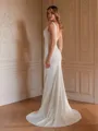Sheath/Column Charmeuse Ruched Straps Sleeveless Sweep/Brush Train Wedding Dresses