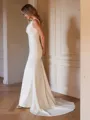 Sheath/Column Charmeuse Ruched Straps Sleeveless Sweep/Brush Train Wedding Dresses