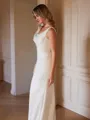 Sheath/Column Charmeuse Ruched Straps Sleeveless Sweep/Brush Train Wedding Dresses