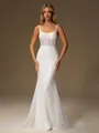 Sheath Square Chapel Train Corset Wedding Dress