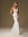 Sheath Square Chapel Train Corset Wedding Dress