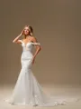 Mermaid Off-the-Shoulder Appliques Lace Cathedral Train Tulle Corset Wedding Dress