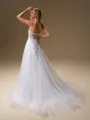A-line Sweetheart Appliques Lace Court Train Tulle Wedding Dress