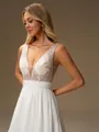 A-line V-neck Sequin Court Train 30D Chiffon Wedding Dress