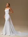Sheath Straps Chapel Train Stretch Crepe Wedding Dress