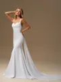 Sheath Straps Chapel Train Stretch Crepe Wedding Dress