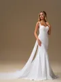 Sheath Straps Chapel Train Stretch Crepe Wedding Dress