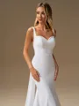 Sheath Straps Chapel Train Stretch Crepe Wedding Dress