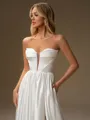 A-line Straight Pleated Court Train Corset Wedding Dress