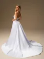 A-line Straight Chapel Train Satin Corset Wedding Dress