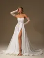 A-line Straight Long Sleeves Chapel Train Corset Wedding Dress