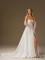 A-line Straight Long Sleeves Chapel Train Corset Wedding Dress