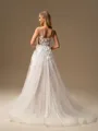 A-line Square Appliques Lace Court Train Tulle Corset Wedding Dress