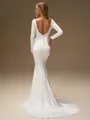 Sheath Square Long Sleeves Sweep Train Charmeuse Wedding Dress