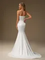 Sheath Sweetheart Pleated Sweep Train Charmeuse Corset Wedding Dress