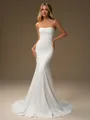 Sheath Sweetheart Pleated Sweep Train Charmeuse Corset Wedding Dress