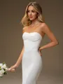 Sheath Sweetheart Pleated Sweep Train Charmeuse Corset Wedding Dress