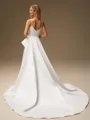 A-line Spaghetti Straps Chapel Train Satin Wedding Dress