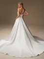 A-line Straight Chapel Train Satin Wedding Dress