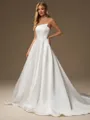 A-line Straight Chapel Train Satin Wedding Dress