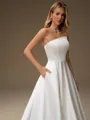 A-line Straight Chapel Train Satin Wedding Dress