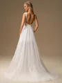 A-line Straps Pleated Court Train 30D Chiffon Wedding Dress