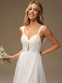 A-line Straps Pleated Court Train 30D Chiffon Wedding Dress