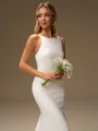 Sheath Scoop Sweep Train Stretch Crepe Wedding Dress
