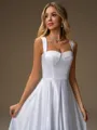 A-line Straps Sweep Train Satin Corset Wedding Dress